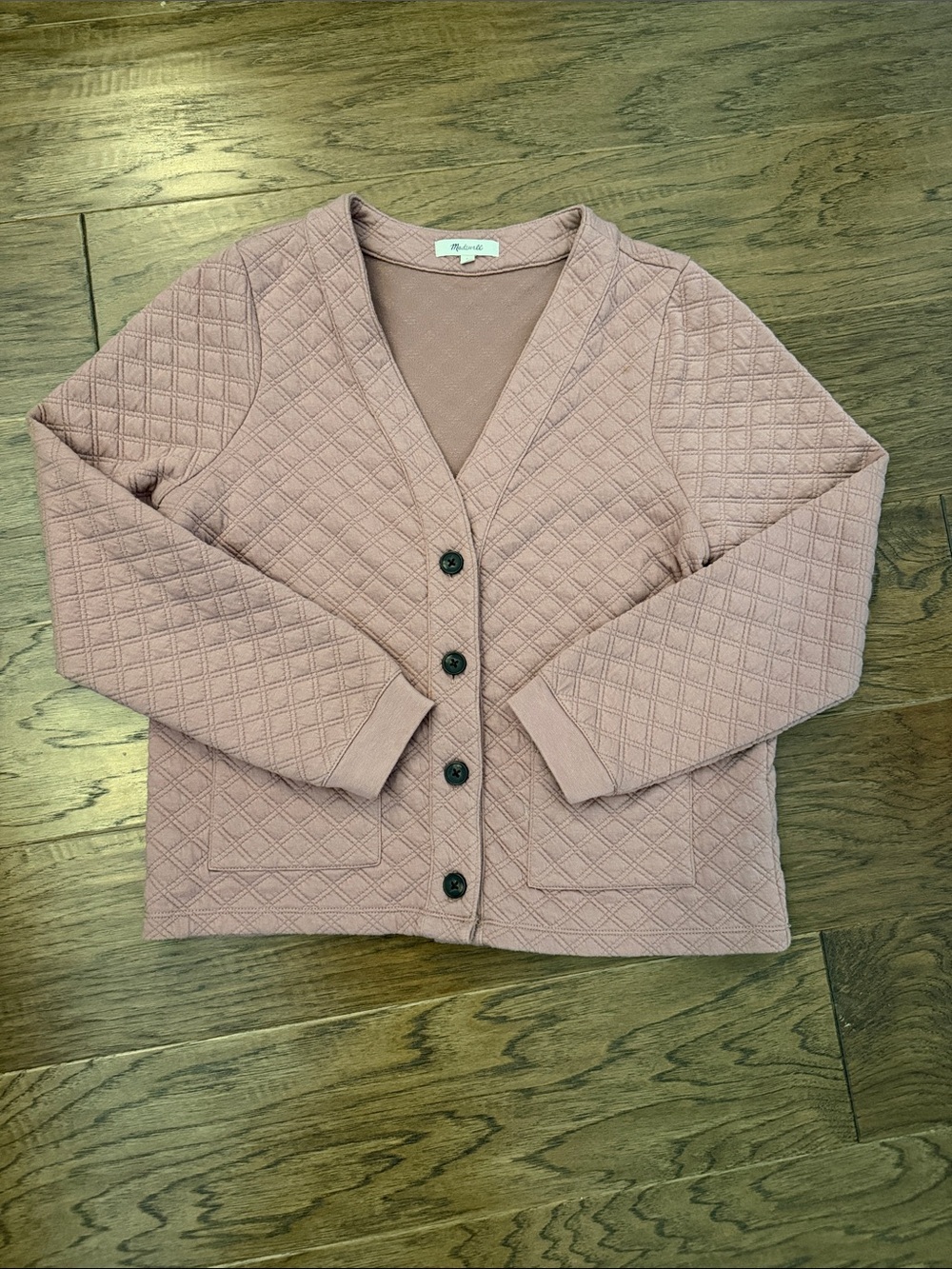 Madewell Faded Dusty Rose S Quilted Button up Sweatshirt Cardigan